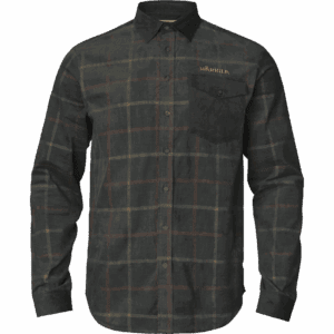 Richárd vadászsaru ing, fekete-kockás, kiváló minőségű vadászruha, Harkila márkás, tartós anyagból készült, ideális vadászathoz, outdoor tevékenységekhez és természetjáráshoz.