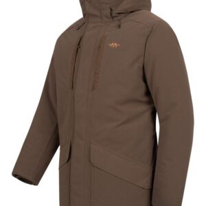 Prémium vadászati steppelt kabát barna színben, vízálló és szélálló anyagból, kapucnival, több zsebhellyel, ideális vadászatokhoz és outdoor tevékenységekhez.
