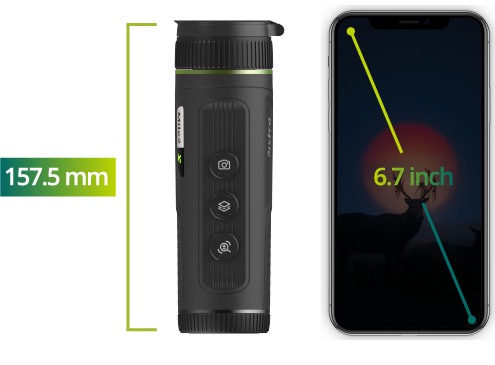Pixfra Mile 2 hőkamera keresőtávcső 157.5 mm hosszú,, kb akkora mint egy 6.7 inches telefon. www.weigl.hu