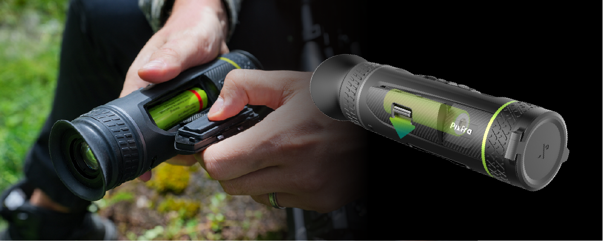 A Pixfra Sirius Hőkamera Keresőt&aacute;vcső gyors cser&eacute;l&eacute;sű akkuml&aacute;tor&aacute;nak bemutat&aacute;sa. www.weigl.hu