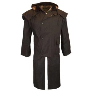 Lőfegyver- és vadászruházat, vadászati felszerelések, meleg és strapabíró vadászruha, sötét barna vadászkabát és nadrág, erdei vadászati ruházat Weigl Vadászbolt oldaláról.